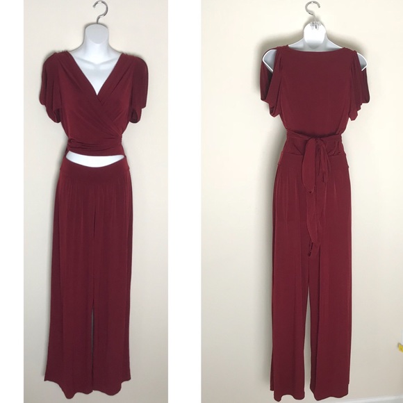 Moda International Pants - Wrap Around ruby Jumpsuit